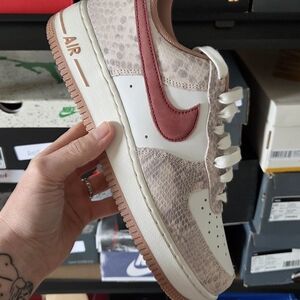 Nike Air Force 1 Sneakers with Red and Cream Accents